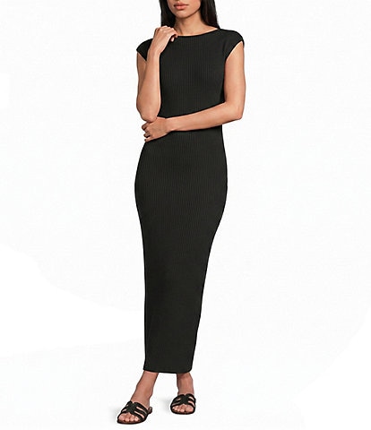 black dress dillards Antonio Melani Carter Short Sleeve Crew Neck Crepe Sheath Midi Dress, Womens, 0, Chestnut Color:Off-White Social/Cocktail/Evening School event dress ladies black and white