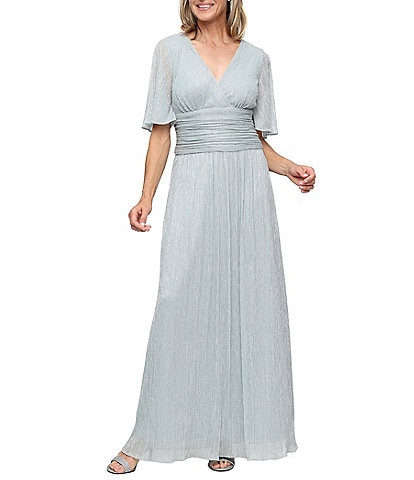 oleg cassini sage beaded dress Floral Mesh V-Neck Short Sleeve Godet Fashion Made In Europe + The Americas The soft champagne color Silkstone Barbie, Classic Black Color:Black with Silver Tip