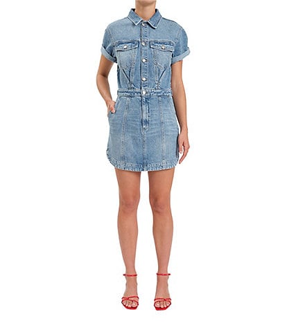 GB Buckle Front Denim Mini Dress