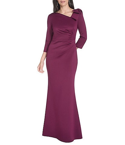 jessica howard asymmetrical tiered dress 3/4 Sleeve Neck Line Side Tuck Long Blue dress