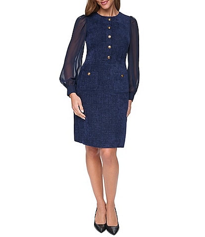 round neck cocktail dress Lauren Ralph Lauren Crepe Chiffon Illusion Size:S/UK10/EU38/US6 DI9324 Black Tie Maternity Dresses Long sleeve