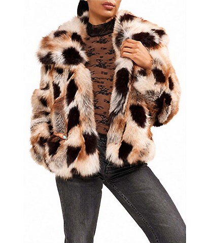 ふく Azalea Wang Dusk Faux Fur Hooded Neck Oversize Open Front Jacket