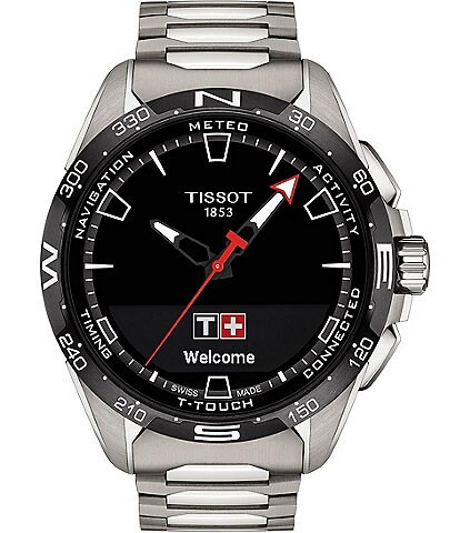 TISSOT T-TOUCH 1853 メンズ 腕時計 Tissot Men's T-Touch Connect Rubber Black Dial Solar Watch | Dillard's