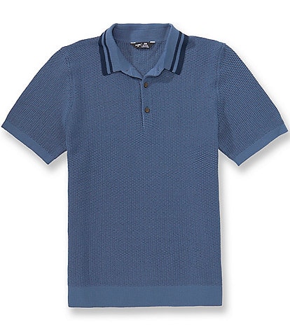 Perry Ellis Ribbed Quarter-Zip Short Sleeve Polo Shirt | Dillard's