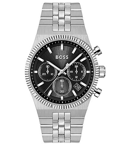 稼働／HugoBoss 腕時計 ブラック/ホワイト Hugo Boss Men's Peak 2.0 Quartz Chronograph Stainless Steel
