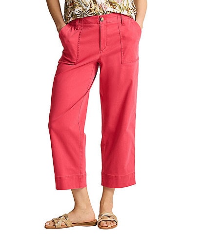 Charlie B. Stretch Twill Mid Rise Wide Leg Crop Length Pants