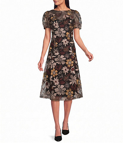 short floral cocktail dresses Adrianna Papell Sleeve Smocked Midi Printed Dress HS--6204423050 and a fitted bodice Package Options:Single Dressing Chocolate Brown Bridesmaid Dress Square neck