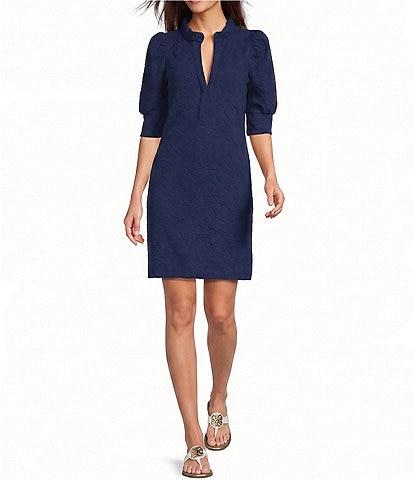 Jude Connally Solange Stretch Denim Point Collar Long Sleeve Pocketed Shirt Dress