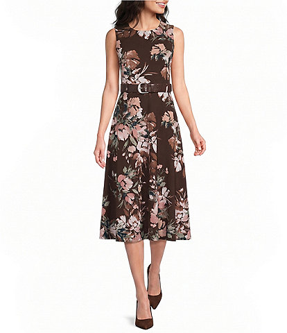 calvin klein halter dress Neck Floral Print A Line Midi Midi dress