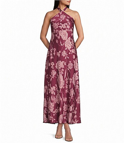 Bailey Rose Western Horseshoe Print Halter Top Maxi Dress
