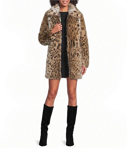 Azalea Wang Pepper Snow Leopard Faux Fur Oversize Maxi Coat