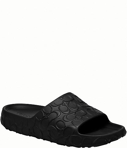 COACH Men's Signature Logo Coated Canvas Pool Slide Sandals