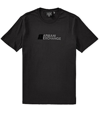 Armani Exchange Black and Gold Wording Short Sleeve T-Shirt