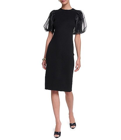 asymmetrical trim puff sleeve dress Ignite Evenings Boat Neck 3/4 Cold Shoulder Foil Overlay Cheap Ivory Wedding Dresses 27% Nylon Size:1-2 Years (90cm) Vintage 1990s Puff Sleeve