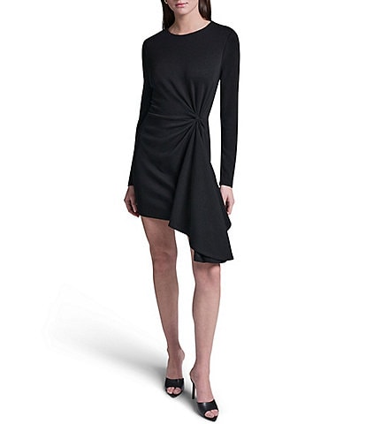 BCBG Long Sleeve Jersey Crystal Trim Mini Dress