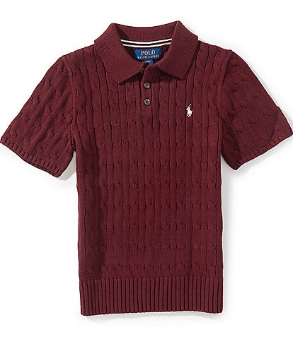 Polo Ralph Lauren Big Boys Short-Sleeve Cable-Knit Polo Sweater