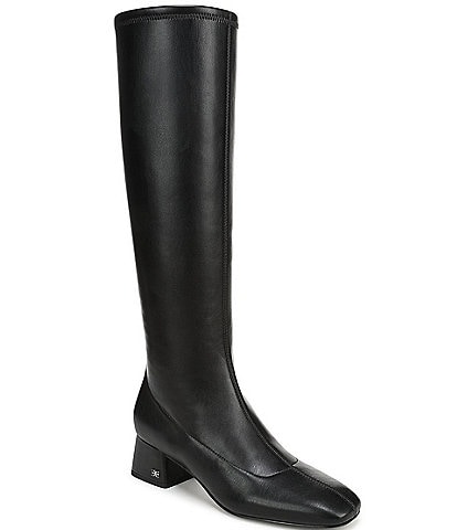franco sarto black dress boots Flexa Shara Leather Square Toe Block Heel Tall Size:18 Months