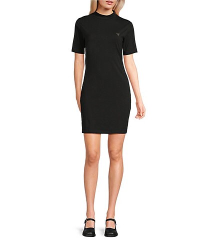 Double Zero Mock Neck Quarter Zip Mini Dress | Dillard's
