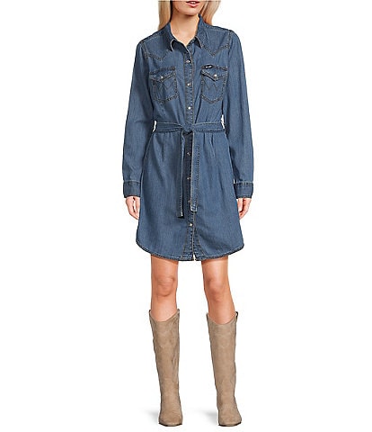 Daze Short Sleeve Button Front Topanga Denim Mini Dress