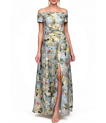 ralph lauren formal dresses dillards Lauren Floral Print Ruffle Trim Georgette Gown smarttag_size_in_stock:XL