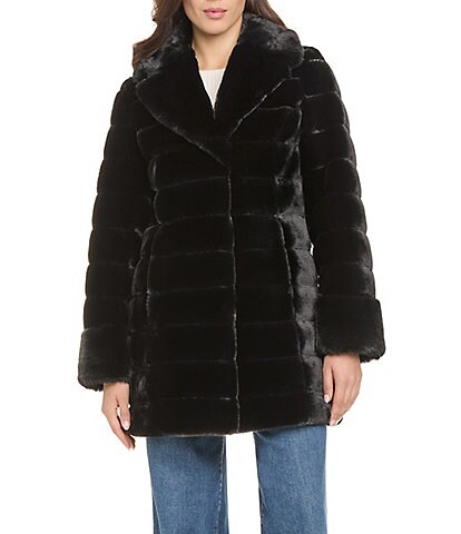 Gallery Ladies Water Resistant Plush Touch Faux Fur Shawl Collar