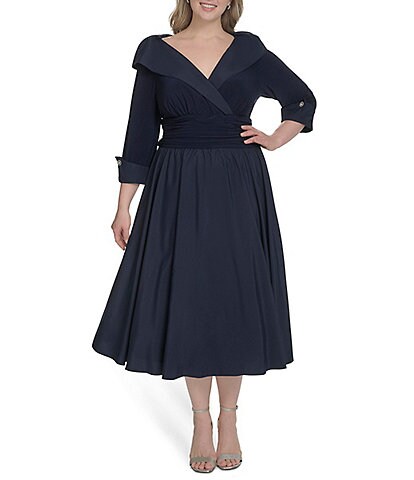 formal dress cover ups and wraps plus size Xscape Satin Long Sleeve Faux Wrap Gown elegant plus size cocktail dresses