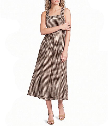 blu pepper gingham dress Square Neck Tie Front Midi Shoelace Replacement::Round Waxed Laces