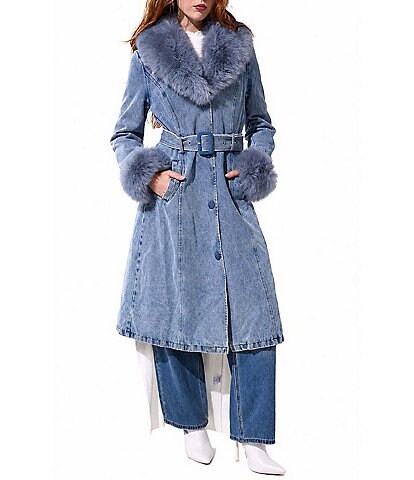 Azalea Wang Lucienne-Light Denim Notch Collar Belted Button Front