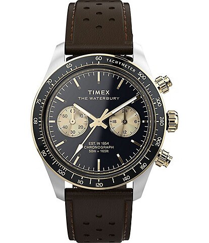 Timex Men's Waterbury Quartz Chronograph Leather Strap Watch