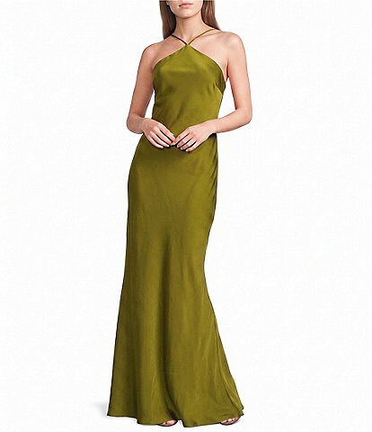 morgan and co green dress & Co. Satin One Shoulder Hardware Detail daytime dresses