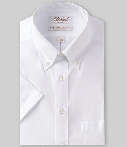 gold label fitted dress shirt Roundtree Yorke Solid Non-Iron Button Down Collar Shirt, Mens, 18.0 x 34, White INFL Nicky