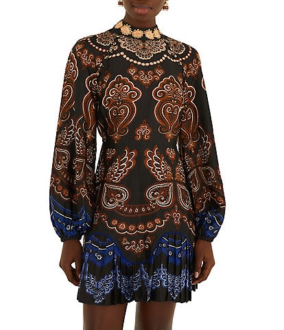 Farm Rio Nicole Black Off-The-Shoulder Long Sleeve Moon Jersey Maxi Dress