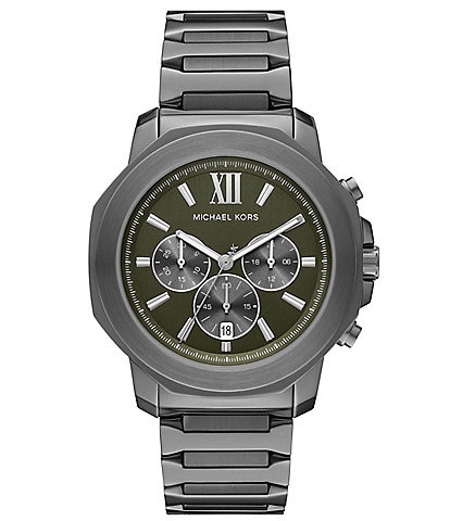 Michael Kors メンズ 腕時計 ラインストーン装飾 Michael Kors Men's Green Dial Lexington Chronograph Stainless