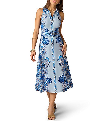 karl lagerfeld paris women's jacquard a-line dress Striped Floral Burnout Shirt dress