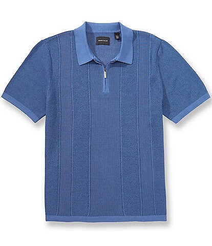 Perry Ellis Ribbed Quarter-Zip Short Sleeve Polo Shirt | Dillard's