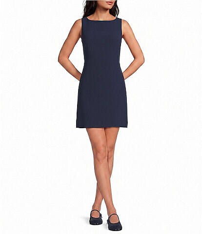 Gianni Bini Emma Pinstripe Crew Neck Sleeveless Structured A-Line Mini Dress