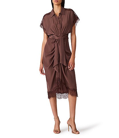 steve madden ladies tiered midi dress Bei Washed Satin V-Neck Long Sleeve Promo_GIFT40