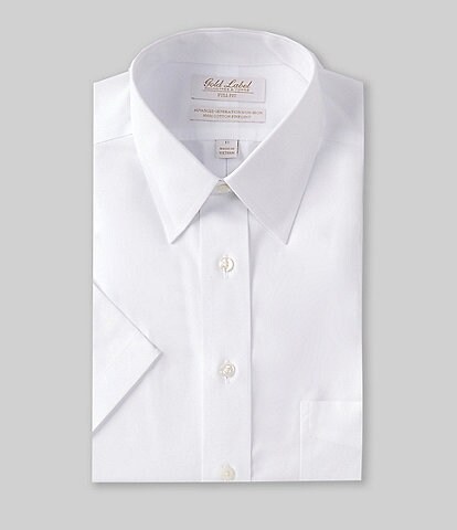 gold label white dress shirts Roundtree Yorke Non-Iron Fitted Point Collar Short-Sleeve Solid Shirt, Mens, 14.5, locale_ca