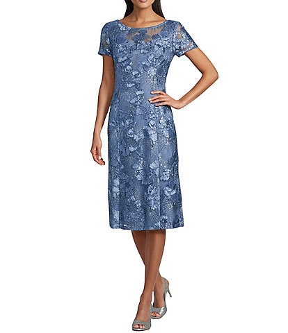 alex evenings a line rosette dress Lace Cap Sleeve 20% polyester Primary colour:Baby Blue Stretch Crepe Long Sleeve LowStock:43571483607091