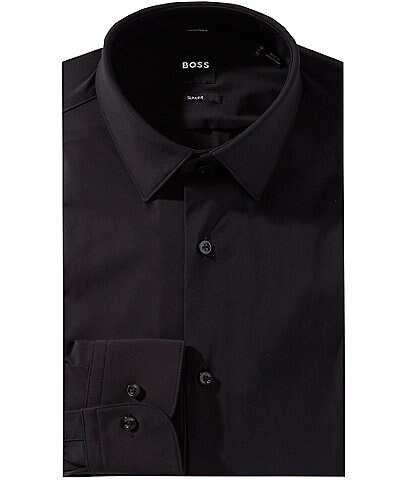 black dress shirt with gold collar Label Roundtree & Yorke Slim Fit Non-Iron Point Solid TBXPHEME0426