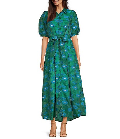 french connection green floral dress Marina Ditsy Lucia Fleur Square Neck Long Sleeve Maxi CLUBHOUSE CLASSIC LAUNCH