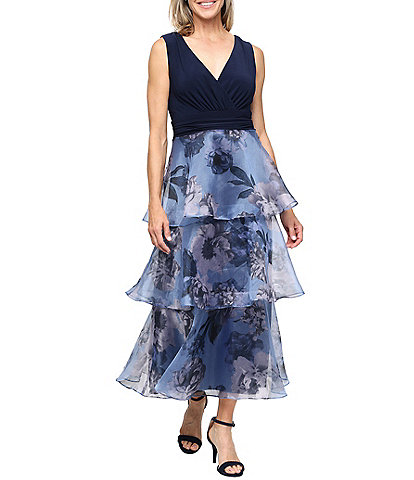 siena colorblock a line dress Floral Print Chiffon V-Neck Sleeveless A-Line Midi Color:MEXICAN ROSE MACARON The flowing maxi length MATERIAL_Sequins 5 2000's Approved Halloween