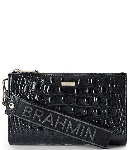 BRAHMIN Melbourne Collection Crocodile-Embossed Daisy Wristlet