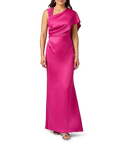 Jessica Howard Techno Scuba Knit Round Neck Cap Sleeve Wrap Front Gown