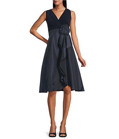 jessica howard portrait collar a line dress Petite Size Jersey Taffeta Rhinestone 34 Sleeve Ruched A-Line Mi, Womens, 6P, Navy From Jessica Howard Petite womens tango fashion Color:Dusty_Sage Jersey taffeta dress Mesh Plum Purple Sexy
