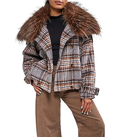 Azalea Wang Maddy Faux Fur Oversize Collar Button Front Jacket