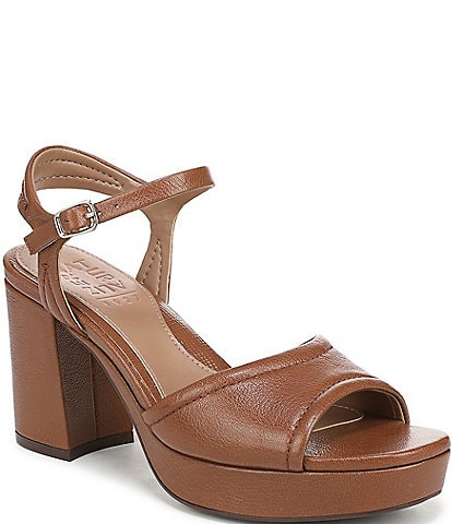 Naturalizer Izzy Leather Square Toe Ankle Strap Block Heel Dress