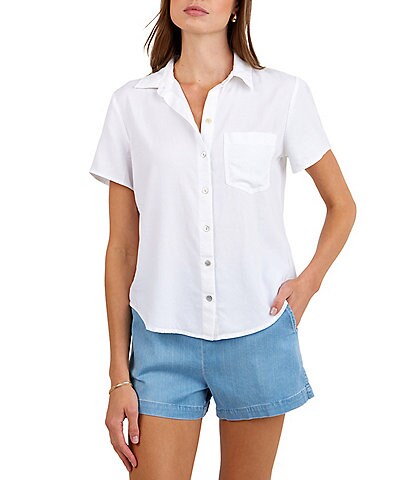 Splendid Gigi Ruffle Scoop Neck Short Puff Sleeve Blouse | Dillard's