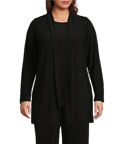 Jones New York Plus Size Icon Side Slit Hem Open-Front Cardigan