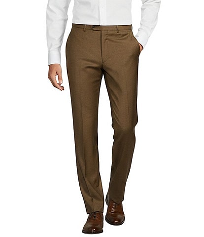 brown dress pants nearby Hart Schaffner Marx Chicago Classic Fit Pre-Tailored Flat Front Super Stretch Pants, Mens, 34 30, Medium Brown up overheated dude with